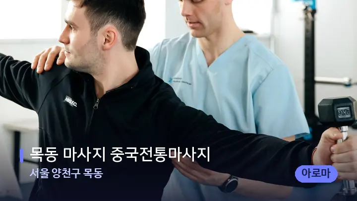 서울 양천구 목동 목동 마사지 중국전통마사지 — 어깨를 다루는 관리사의 손
