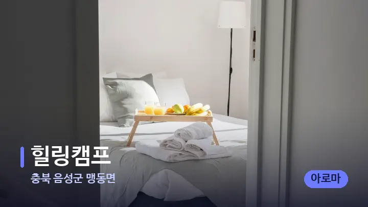 충북 음성군 맹동면 힐링캠프 — 마사지 베드가 놓인 관리실