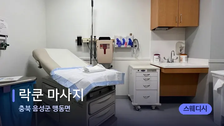 충북 음성군 맹동면 락쿤 마사지 — 마사지 베드가 놓인 관리실