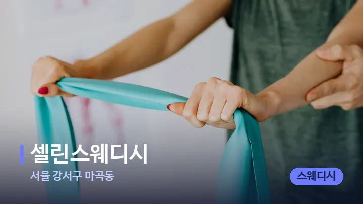 서울 강서구 마곡동 셀린스웨디시 — 어깨를 다루는 관리사의 손